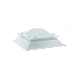 Claraboya cuadrada fija con cúpula de metracilato bivalva + zócalo 15cm de PVC