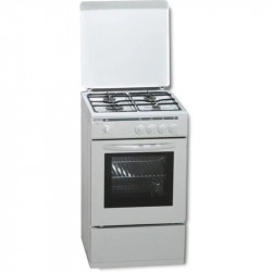 Cocina de Gas Rommer VCH455 GB 4 Quemadores, Esmaltada en Blanco con Tapa de Acero