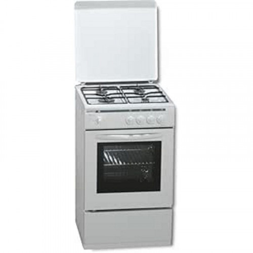 Cocina de Gas Rommer VCH455 GB 4 Quemadores, Esmaltada en Blanco con Tapa de Acero