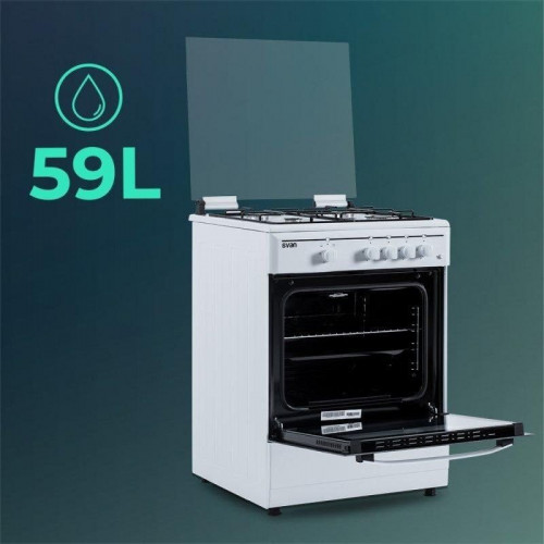 Cocina de gas Svan SKG4601 ancho 60 cm blanca 4 quemadores horno 59L