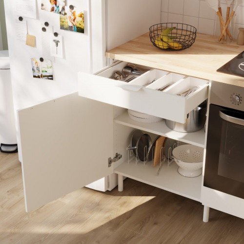 Cocina en kit Eleki blanca 3 módulos bajos L.180 x H.87 x P.58 cm