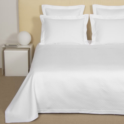 Colcha en piqué de algodón Hotel Melody Frette Blanco