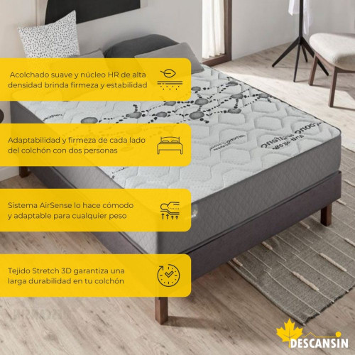 Colchón 30cm Viscoelástico 120x200 Alta gama | Ideal para Personas con Dolores de Espalda | Alta Firmeza | Carbono-Grafeno Anti-Stress