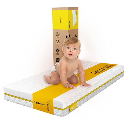 Colchón de cuna Ternum BabyKeeper - colchón espuma ECA con tejido transpirable y antibacteriano | Certificado Sanitario Blanco