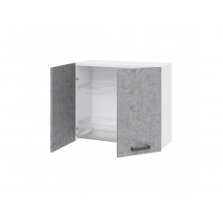 Colgantes cocina 80x32x72 cm de madera blanca fresada y hormigón con dos puertas - Antartide