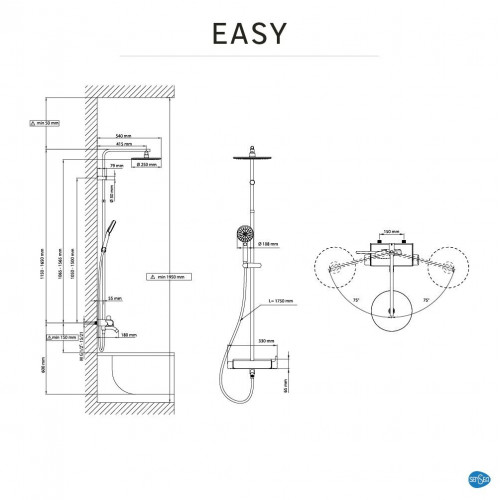 Columna de bañera monomando SENSEA Easy gris cromado