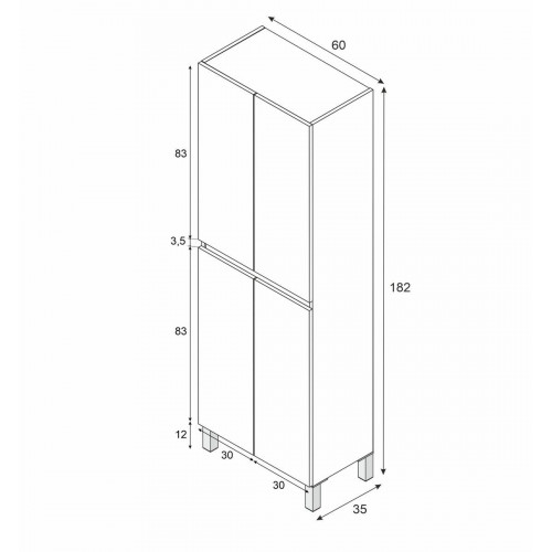 Columna de baño Nerea blanco 60x182x35 cm