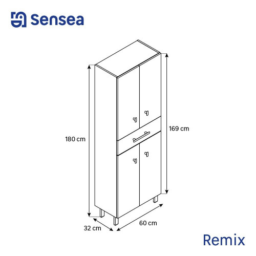Columna de baño REMIX2 verde mate 60x168.2x31.8 cm
