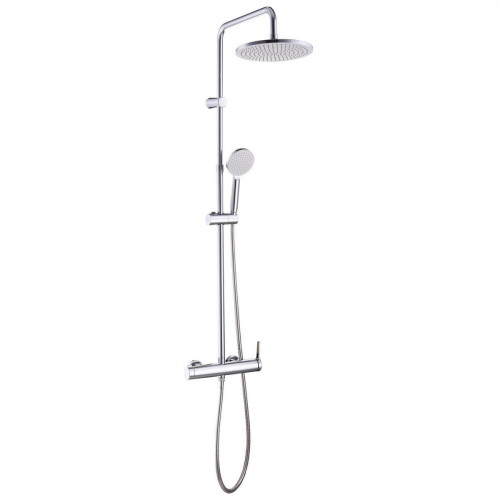 Columna de ducha con grifo Bimando SENSEA Essential Cromo Brillo Rociador 23 cm redondo Barra extensible Sistema antical Con ahorro de agua