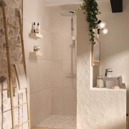 Columna de ducha con grifo Bimando SENSEA Essential Cromo Brillo Rociador 23 cm redondo Barra extensible Sistema antical Con ahorro de agua