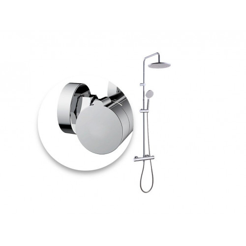Columna de ducha con grifo Bimando SENSEA Essential Cromo Brillo Rociador 23 cm redondo Barra extensible Sistema antical Con ahorro de agua