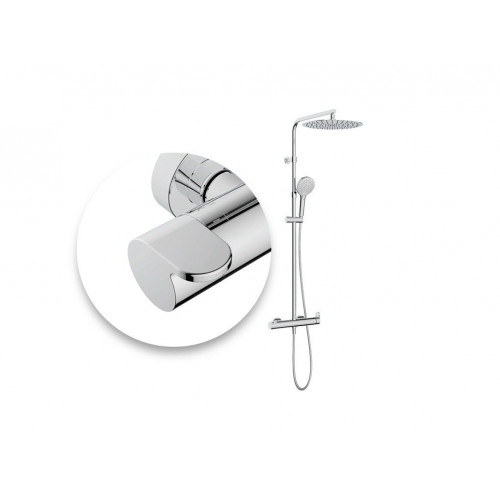 Columna de ducha con grifo Bimando SENSEA Essential Cromo Brillo Rociador 23 cm redondo Barra extensible Sistema antical Con ahorro de agua