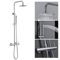 Columna de ducha con grifo monomando | Rociador Redondo acero inox. S.304 Ø20 cm | Extraplano Antical Acabado Cromo