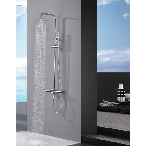 Columna de ducha con grifo monomando | Rociador Redondo acero inox. S.304 Ø20 cm | Extraplano Antical Acabado Cromo