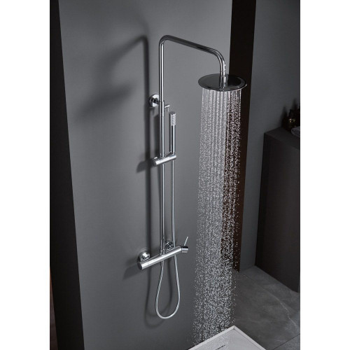 Columna de ducha con grifo monomando | Rociador Redondo acero inox. S.304 Ø20 cm | Extraplano Antical Acabado Cromo