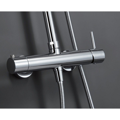 Columna de ducha con grifo monomando | Rociador Redondo acero inox. S.304 Ø20 cm | Extraplano Antical Acabado Cromo