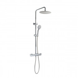 Columna de ducha con grifo Monomando STROHM TEKA Ethika Cromo Brillo Rociador 25 Redondo extraplano Barra extensible Sistema antical Con ahorro de agua