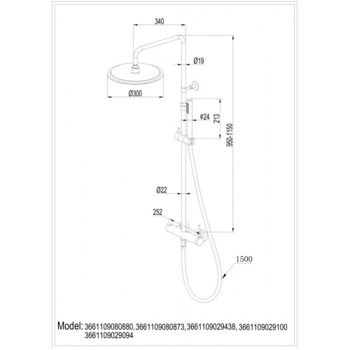 Columna de ducha monomando ESSEBAGNO Envol blanco