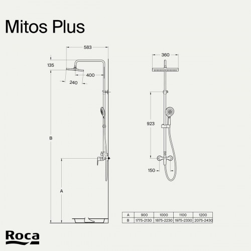 Columna de ducha monomando ROCA Mitos Plus cromado