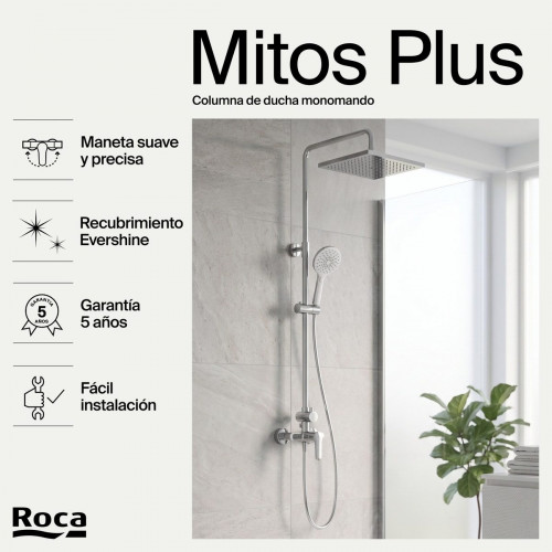 Columna de ducha monomando ROCA Mitos Plus cromado
