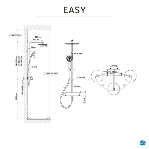 Columna de ducha monomando SENSEA Easy cromado
