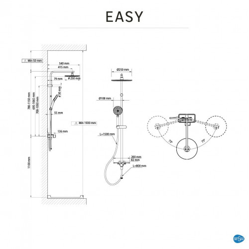 Columna de ducha sin grifo SENSEA Easy cromado