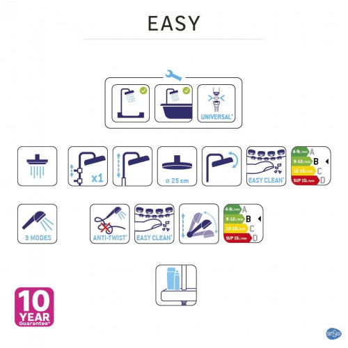 Columna de ducha sin grifo SENSEA Easy cromado