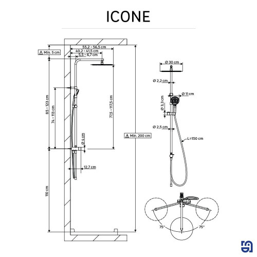 Columna de ducha sin grifo SENSEA Icone cromado