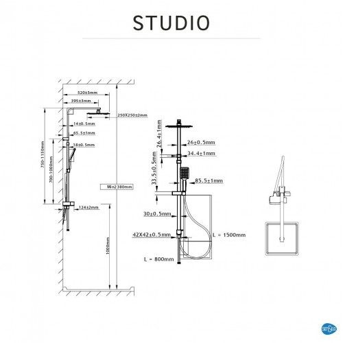 Columna de ducha sin grifo SENSEA Studio cromado