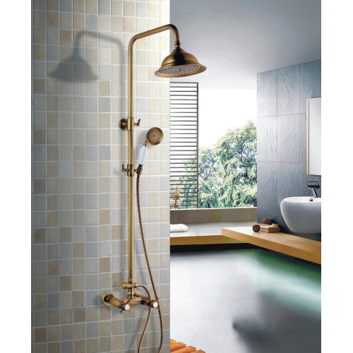 Columna de ducha termostática EDOUARD ROUSSEAU Retro amarillo/dorado