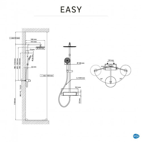 Columna de ducha termostática SENSEA Easy negro