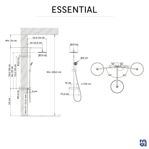 Columna de ducha termostática SENSEA Essential cromado