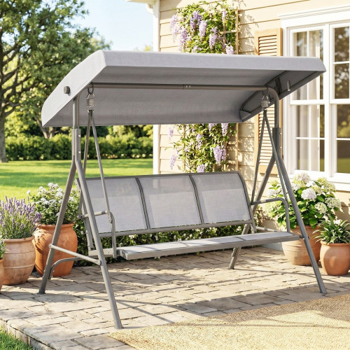 Columpio de Jardín Outsunny Acero, Poliéster Gris 175x118x159 cm