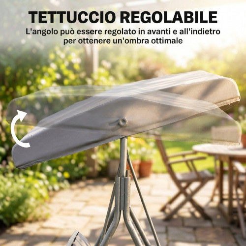 Columpio de Jardín Outsunny Acero, Poliéster Gris 175x118x159 cm