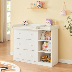 Cómoda Beldinupp con cambiador extraíble 3 cajones 93x110x55cm - Blanco [en.casa]
