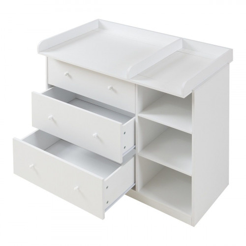 Cómoda Beldinupp con cambiador extraíble 3 cajones 93x110x55cm - Blanco [en.casa]