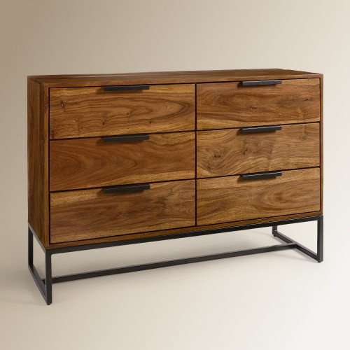 Cómoda de madera de palisandro con 6 cajones Bremen EuroVolter Nogal