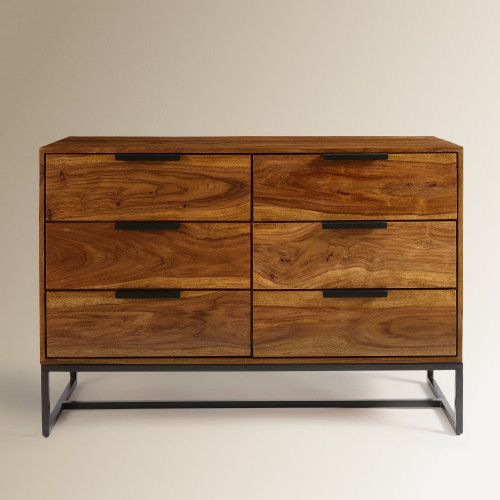 Cómoda de madera de palisandro con 6 cajones Bremen EuroVolter Nogal