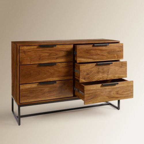 Cómoda de madera de palisandro con 6 cajones Bremen EuroVolter Nogal