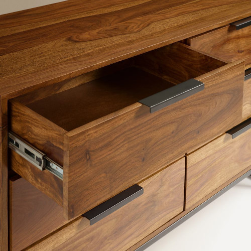 Cómoda de madera de palisandro con 6 cajones Bremen EuroVolter Nogal
