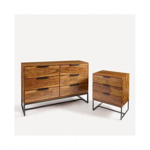 Cómoda de madera de palisandro con 6 cajones Bremen EuroVolter Nogal