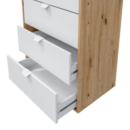 Cómoda GARONA con 5 cajones 109x61x40cm roble/blanco