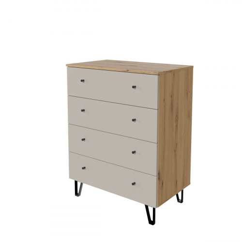 Cómoda Home Ardila roble gris con 4 cajones de 80.2x103.3x48 cm