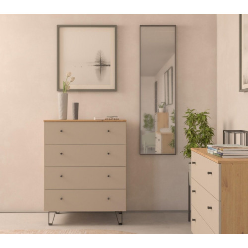 Cómoda Home Ardila roble gris con 4 cajones de 80.2x103.3x48 cm