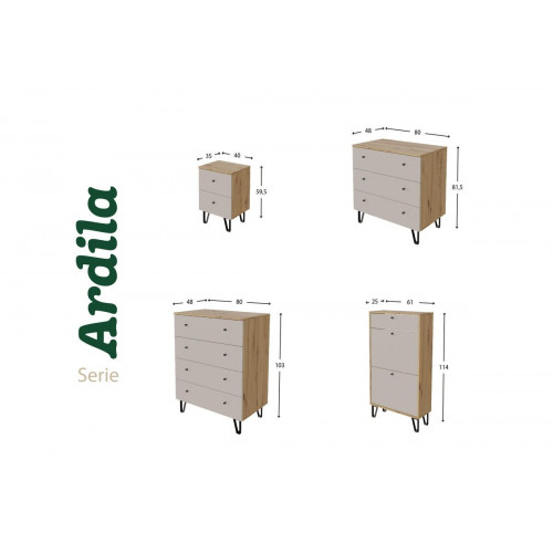 Cómoda Home Ardila roble gris con 4 cajones de 80.2x103.3x48 cm