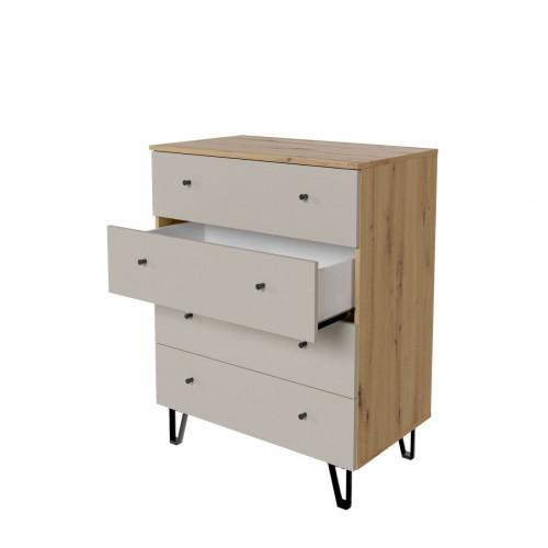 Cómoda Home Ardila roble gris con 4 cajones de 80.2x103.3x48 cm