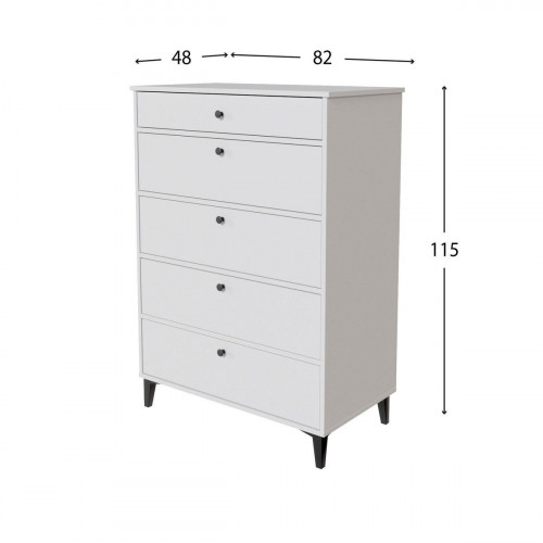 Cómoda Home Limia blanca con 5 cajones de 82x115x48 cm