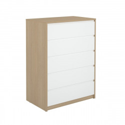 Cómoda Home Tera blanca y roble con 5 cajones de 80x109x48 cm