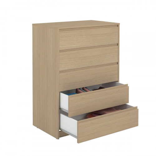 Cómoda Home Tera roble con 5 cajones de 80x109x48 cm