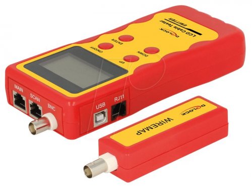 COMPROBADOR DE CABLES LCD RJ45 / RJ12 / BNC / USB